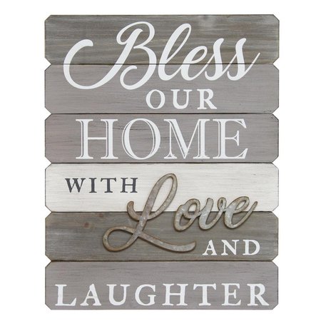 HOME ROOTS Bless Our Home with Love & Laughter Wall ArtGrey 321116
